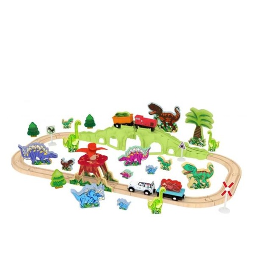 [JD848200] Pista de Madera de Tren con Dinosaurios 70 Pzs 3a+