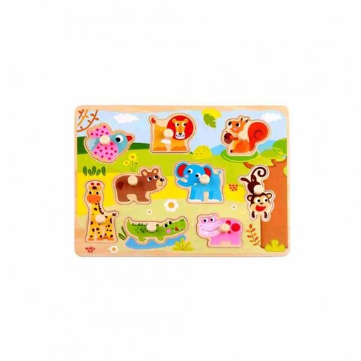 [TKTY857] Rompecabezas de Encajar Animales del Safari 10pzs 18m+