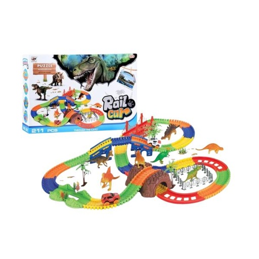 [WWA91] Pista de Carros Armable Rain Car Dinosaurios 211pzs 3a+ (438209)