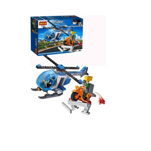 [CO4149] Helicóptero Policial y Moto de Armar City164 pzs 6a+