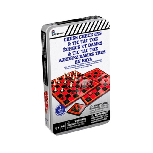 [PP819] Juego 3-1 Tablero Ajedréz-Damas-Tic Tac Toe 6a+