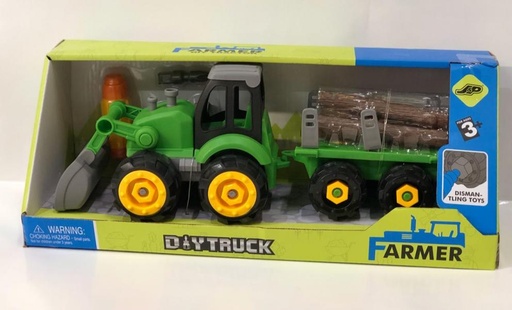 [WW35010203] Tractor Verde de Armar c/Carreta DiyTruck Surt/3 3a+