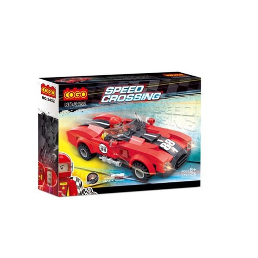 [CO3432] Carro de Armar Speed Crossing Rojo 173pzs 6a+