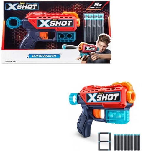 [ZU36184] Lanzador de Dardos de Espuma X-shot Kickback 8a+