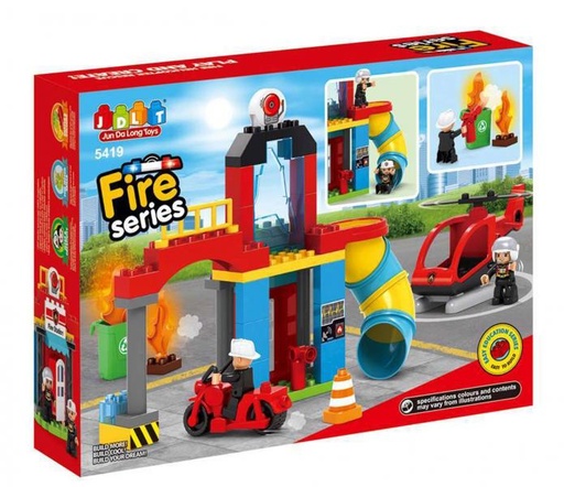 [WW5419] Bloques Estación de Bomberos Helicóptero y Moto 50pzs 3a+