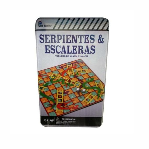 [PP816] Juego de Mesa Escaleras y Serpientes Caja Metálica 6a+