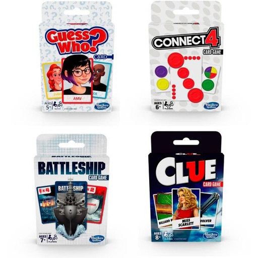 [HBE7495] Hasbro Games-Juego de Cartas (Adivina Quién-Battleship-Connect4-Clue) 5a+ /Surt 4 Se venden por separado