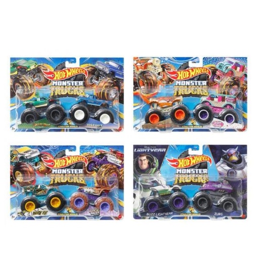 [MTFYJ64] Hot Wheels - Monster Trucks Doble Demolición Blister Set/2 Surt/4 3a+
