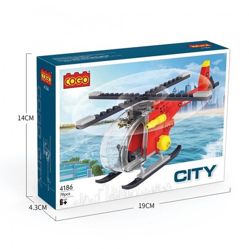 [CO4186] Helicóptero de Rescate Bomberos de Armar 79 pzs 6a+