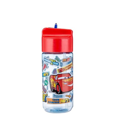 [SR51536] Botella Cars con Tapa y Pajilla 430ml