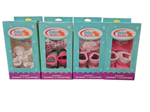 [FDBQ91013] Conjunto de Medias y Diadema para Bebé Rosada Surt/4