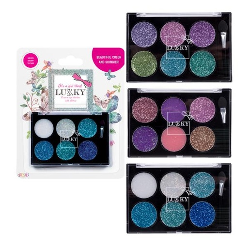 [AAT16128] Sombras para Ojos Escarchadas Morado-Rosado y Verde 3a+