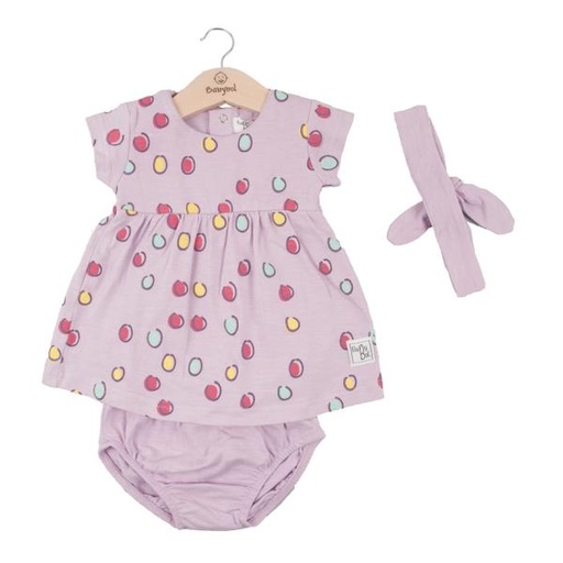 [BBL1308946M] Vestido C/ Braga + Cinta Color Malva 6m