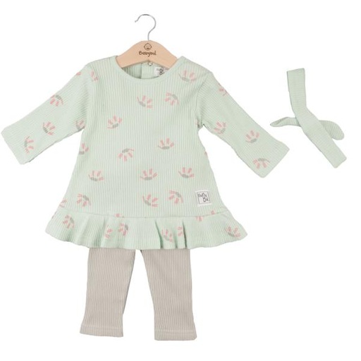 [BBL1309059M] Conjunto de 2 Piezas + Cinta Blusa Manga Larga C/ Licra Verde Agua 9m