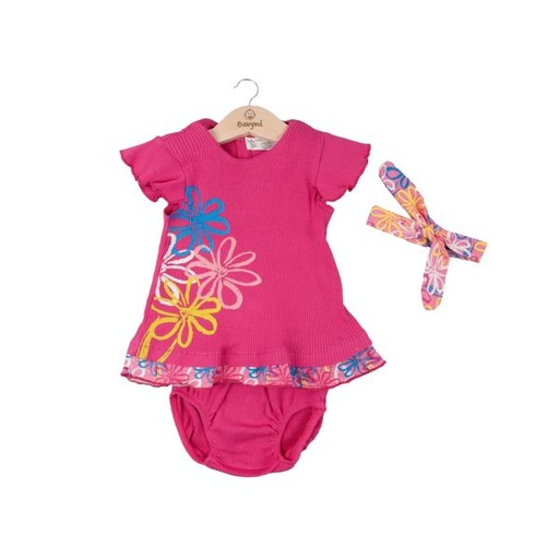[BBL1310173M] Vestido + Braga + Cinta Fucsia C/ Flores 3m