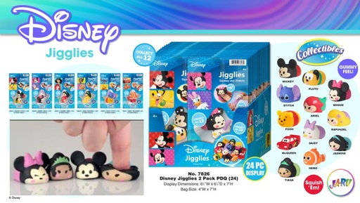 [JU7826] Mini Figuras Squeezy Elástica de Disney Display/24 Surt/6 4a+