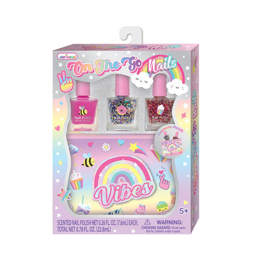 [HF021RB] Set de 3 Esmaltes Perfumados a Base de Agua C/ Bolsa de Viaje de Arcoiris 5a+