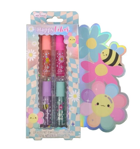 [HF080FD] Set de 4 Brillos de Labios Perfumados Flores 5a+