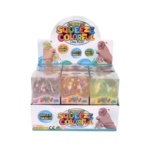 [HY10711] Bola Suave Transparente con Figuras Squeeze  de Apretar S/4 Displ/12