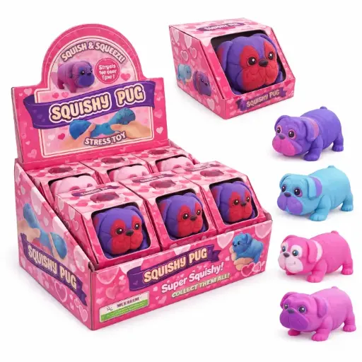 [HY10631] Squishy de Perrito Pug Estirable Displ/12 Surt/4 3a+