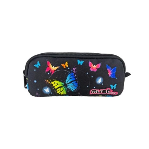 [DK585546] Cartuchera Must Energy 21X6X9  de Mariposas con 2 Zippers  3a+