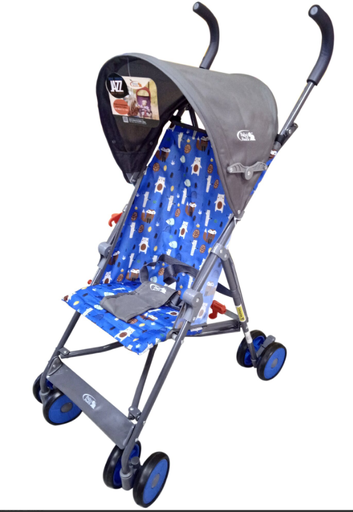 [AC12011012] Coche Sombrilla Azul con Gris Estampado de Animalitos de la Selva 0m+