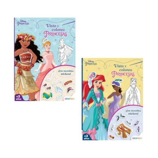 [ES1105] Libro de Disney Princesas Visto y Coloreo C/ Stickers Surt/2 3a+