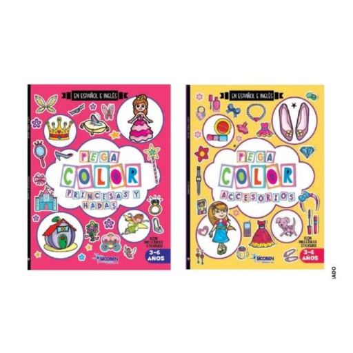 [ES8403] Libro Coleeción Girly Pega Color Inglés y Español Sut/2 3a+
