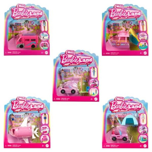 [MTHYF38] Vehiculos y Muñeca Barbie Mini BarbieLand Displ/6 Surt/5 4a+