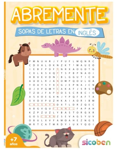 [ES7390] Libros Sopa de Letras Abremente Español e inglés Surt/2 7a+