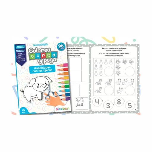 [ES0208] Libro Colorea Corta y Pega Español e inglés 5a+