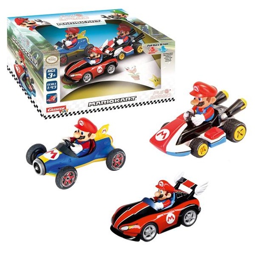 [CC13016] Carros de Mario Kart Fricción Set/3 Esc 1:43 3a+