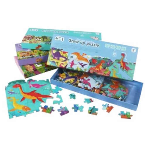 [WW7077117] Rompecabezas de Animales de Dinosaurios 4en1 56Pzs 3a+