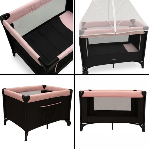 [AC211020305] Encierro Cuna colecho Corral Link Rosado/Negro 3 Posiciones 0-36m