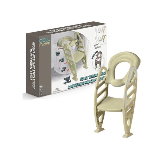 [DO7242] Inodoro Entrenador con Escalera Ajustable Antineslizante Beige 24m+