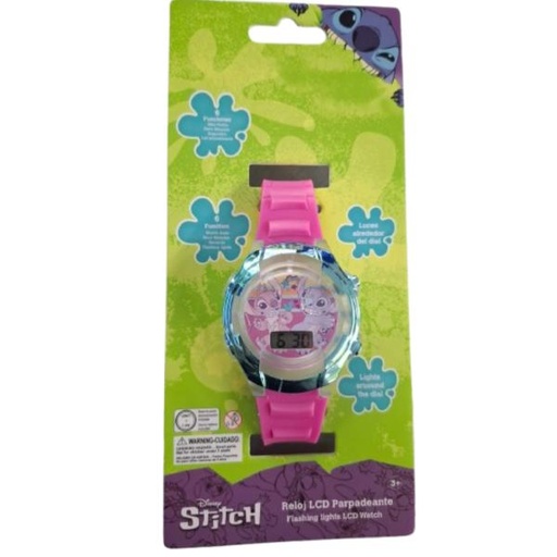 [PI12046ST] Reloj Digital LCD con Luz Parpadeante Disney Stitch 3a+