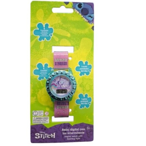 [PI12047ST] Reloj Digital LCD con Luces Parpadeantes Disney Stitch 3a+