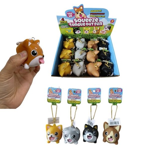 [HY10832] Llavero Squeeze de Animales Divertidos con Sonido Displ/12 Surt/4 3a+