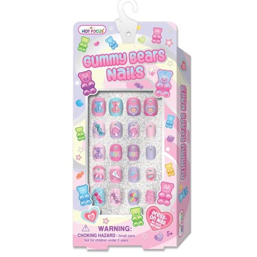 [HF028GB] Set de Uñas Decoradas 3D de Ositos 20Pzs 5a+