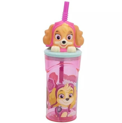 [SR81866] Vaso con Tapa 3D Pajillade Paw Patrol 360ml Niña