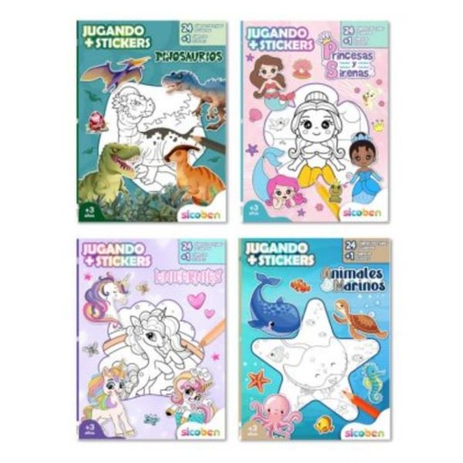 [ES5590] Libros para Colorear con Stickers Surt/4 3a+
