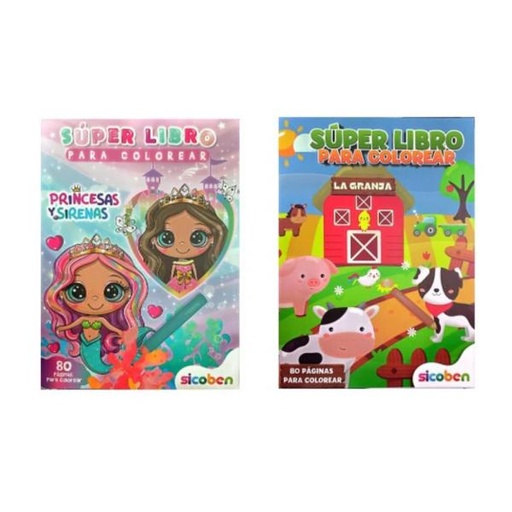 [ES3479] Libro Super para Colorear de Princesas y Sirenas y de la Granja Surt/2