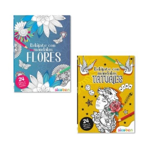 [ES6543] Libros para Relajarte para Colorear Mandalas de Flores y Tatuajes Surt/2