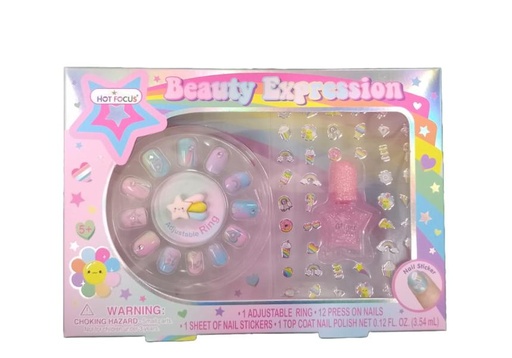[HF056RB] Set de Uñas con Sticker 5a+