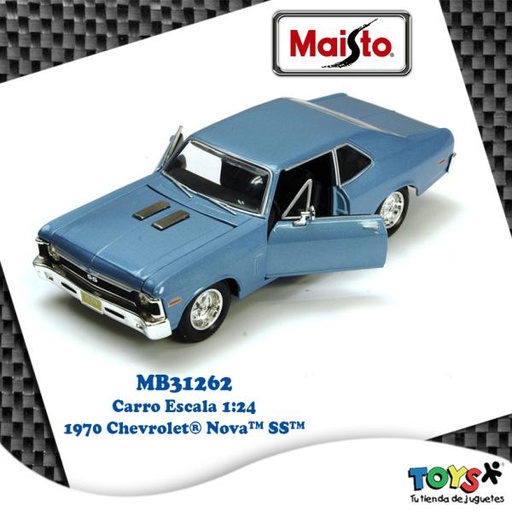 [MB31262] Carro 1:24 1970 Chevrolet® Nova SS Azul Metálico 3a+