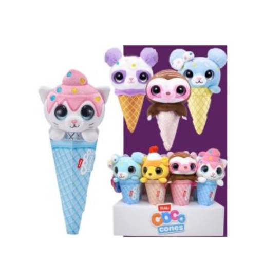 [ZU9638] Peluches Coco Surprise Conos Display/12 Surt/6 3a+