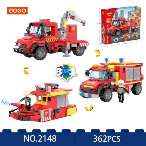 [CO2148] Camión de Bomberos 3en1 Fire Force 3en1 362pzs 6a+