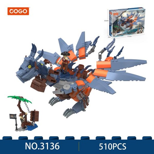 [CO3136] Dragón Armable Fantasia Pirata 510pzs 6a+