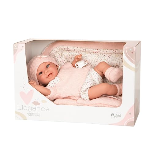 [AS60727] Bebé con Peso Real Arias Elegance 35 cm Babyto Rosa C/Manta 2a+
