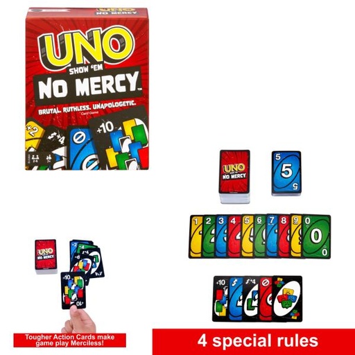 [MTHWV18] Mattel Games - Juego de Mesa Uno No Mercy 7a+